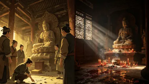 深山古庙佛像莫名移位